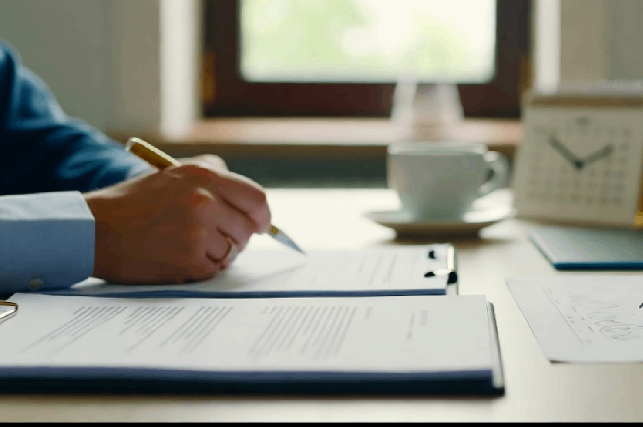 Proprietario intento a redigere una lettera di sollecito pagamento.